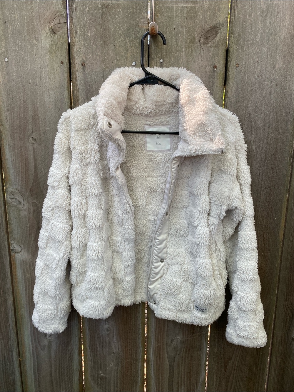 Abercrombie Kids Sherpa Fleece Zip Jacket Girls 13/14 Ivory Cozy - Picture 2 of 5
